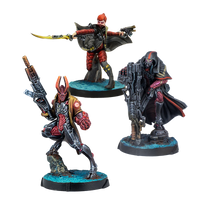 The three unpainted metal miniatures included in the Shasvastii Delta expansion pack.