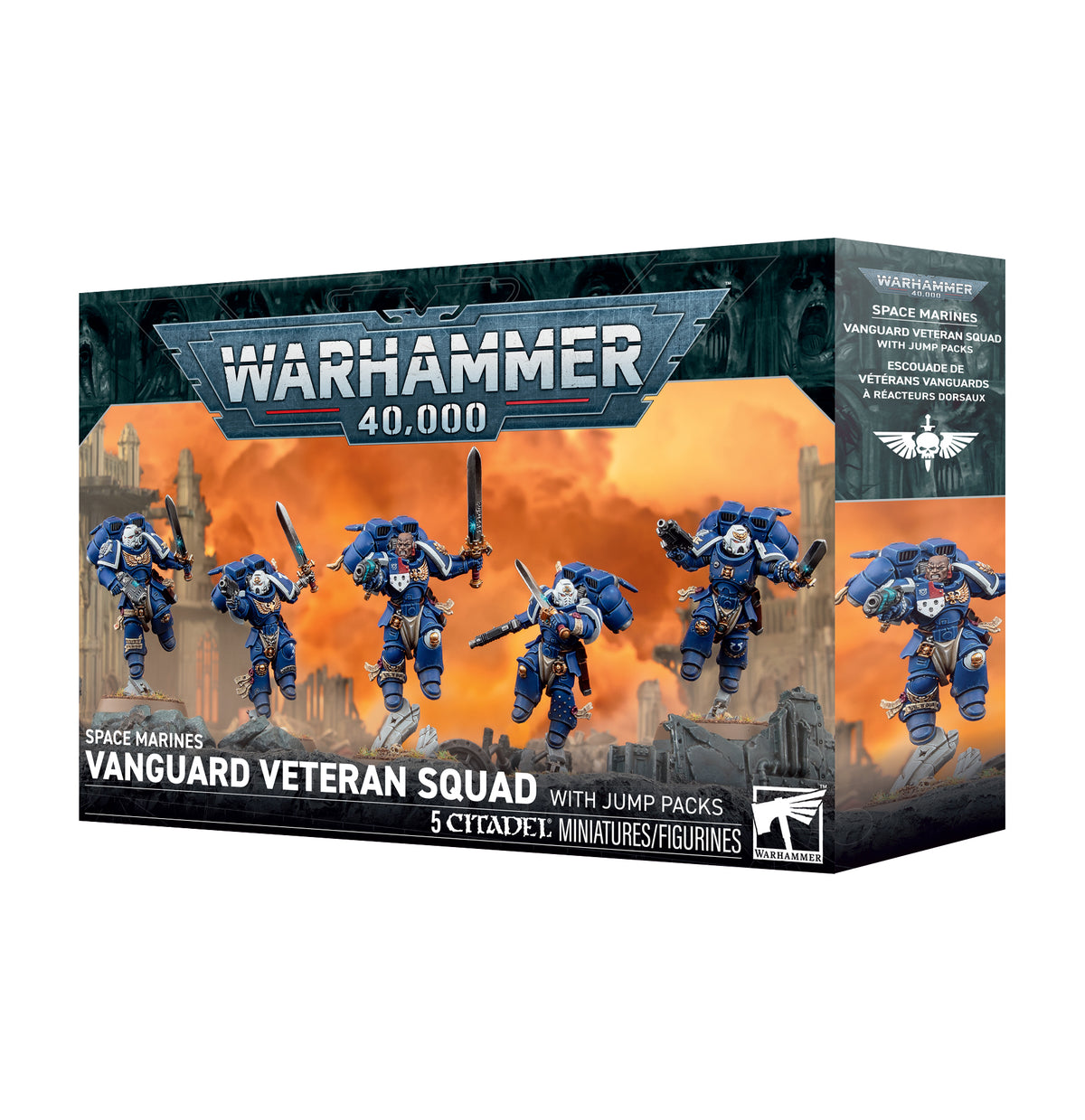The official retail product box for the Space Marines Vanguard Veteran Squad with Jump Packs.