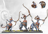 Close-up of the painted Leonine Avatara miniatures, highlighting the unique leonine lower bodies and elite ranged Avatara detail.