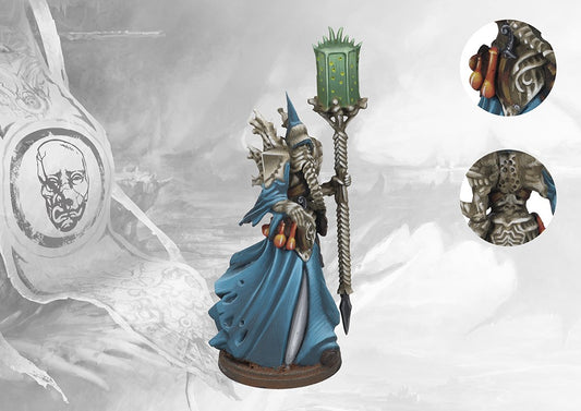 Close-up view of the painted Pheromancer model, highlighting the grotesque pheromonic hand apparatus and bone armor details of this tactical support character.