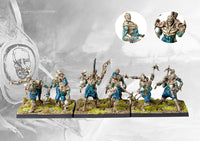  Fully painted regiment of Conquest Spires Vanguard Clone Infiltrators, showcasing the light infantry unit armed with crossbow-like weapons and their unique bone armor.