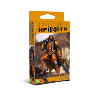 Front box art of the Infinity Yu Jing Sun Tze (Vulkan Shotgun) miniature packaging.
