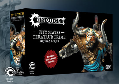 Premium Artisan Series display box packaging for the Conquest City States Terataur Prime.