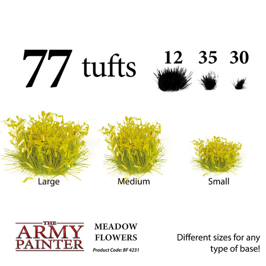 Product description of The Army Painter's meadow flowers with different size tufts and quantity.
