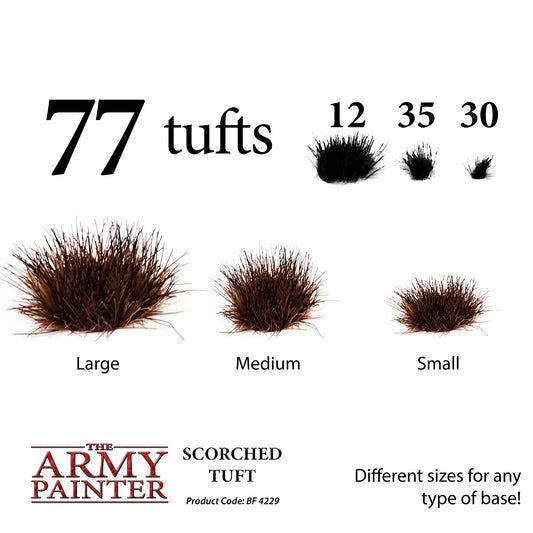Scorched tuft product by The Army Painter with different size options on a white background.