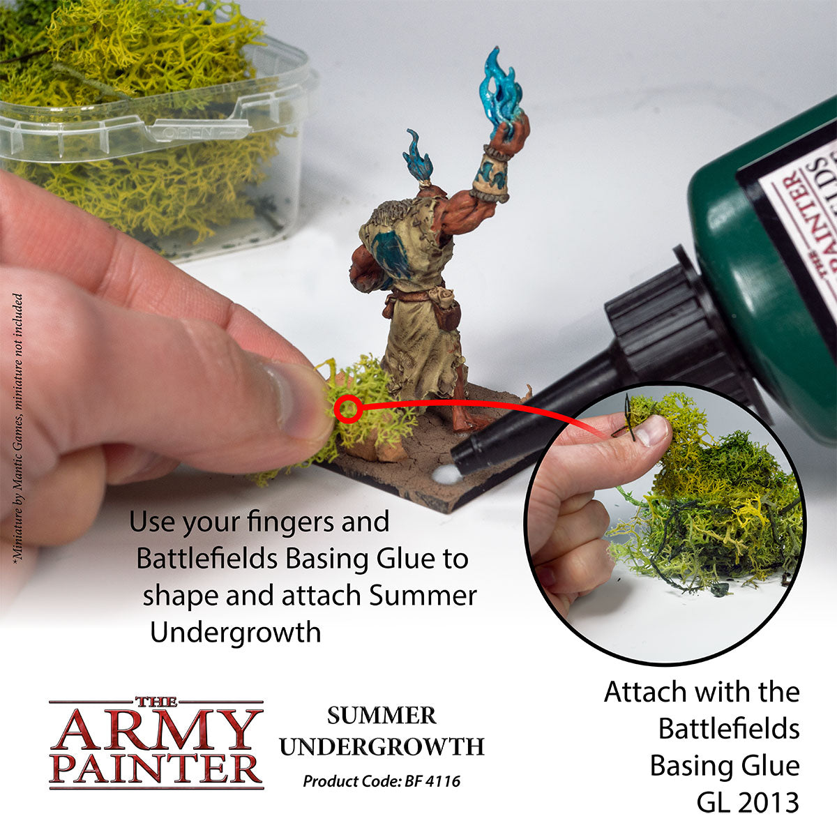 Step-by-step guide on applying summer undergrowth to a miniature figure using The Army Painter products.