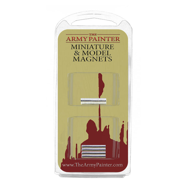 A blister pack of The Army Painter Miniature & Model Magnets, showing stacks of small rare-earth magnets for hobby use.
