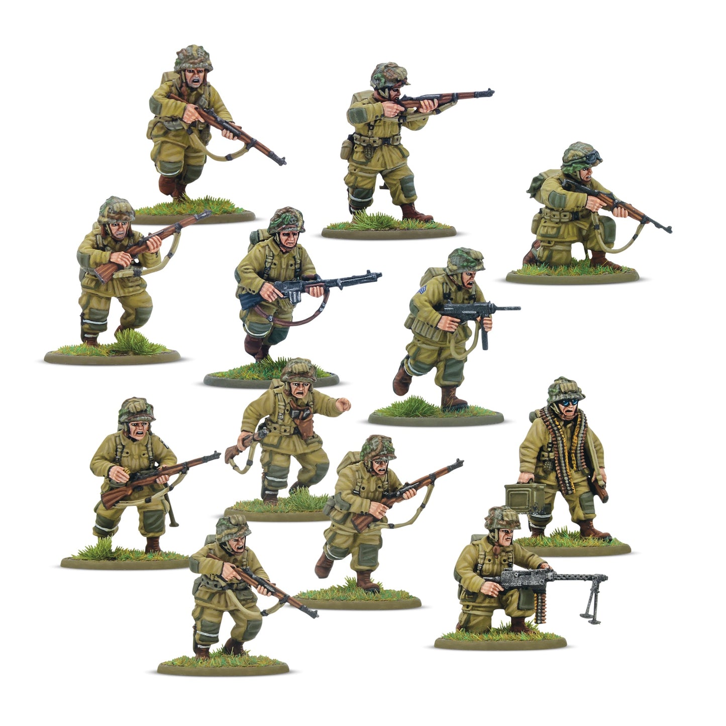 Painted 28mm US Airborne paratrooper miniatures for Bolt Action