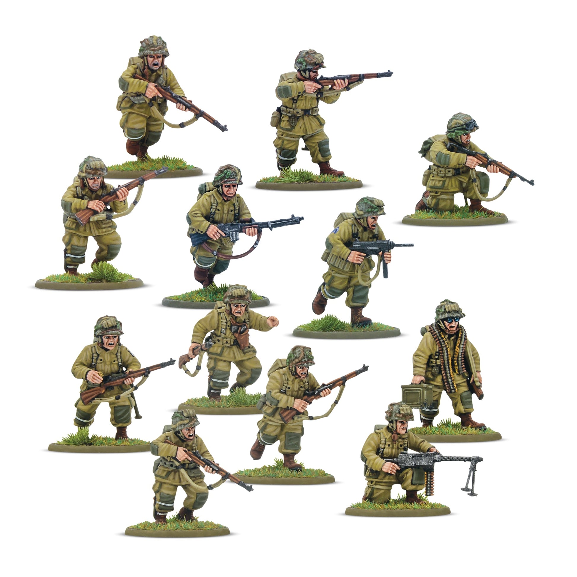 Painted 28mm US Airborne paratrooper miniatures for Bolt Action