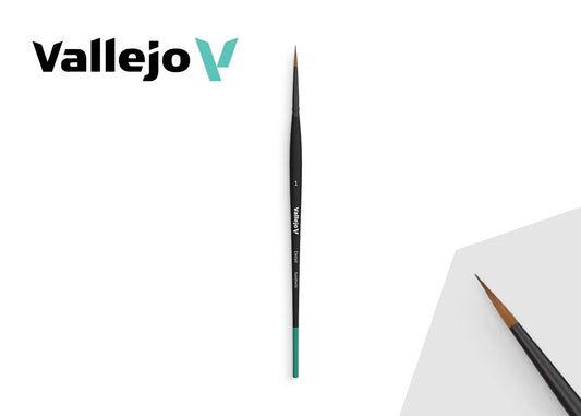 A single Vallejo Detail Round Synthetic Brush in size 1, showing its tip and black handle.