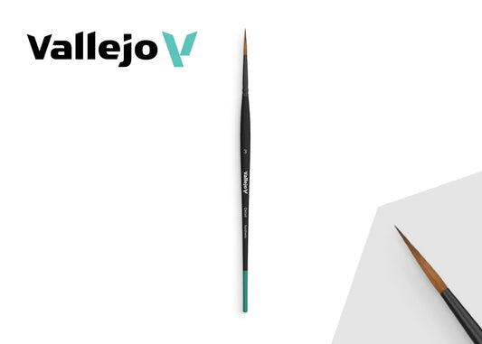 A single Vallejo Detail Round Synthetic Brush in size 3, showing its tip and black handle.
