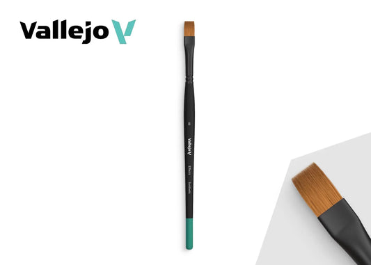 A single Vallejo Effects Flat Rectangular Synthetic Brush in size 8, showing its flat tip and black handle.