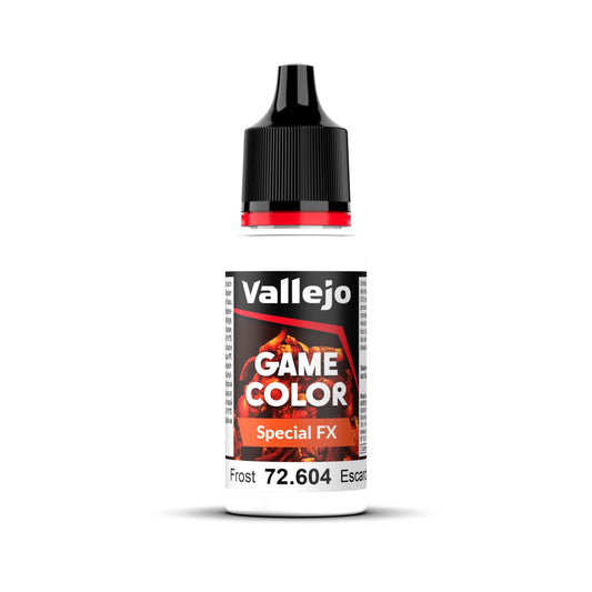 An 18ml bottle of Vallejo Game Color Special FX paint in the colour Frost (72.604).
