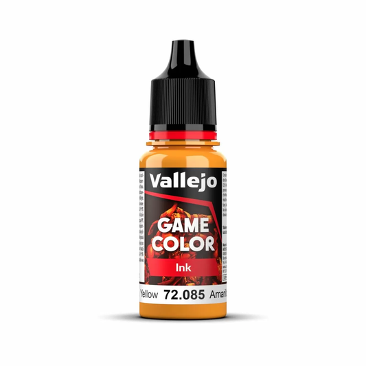 An 18ml bottle of Vallejo Game Color Yellow Ink (72.085).