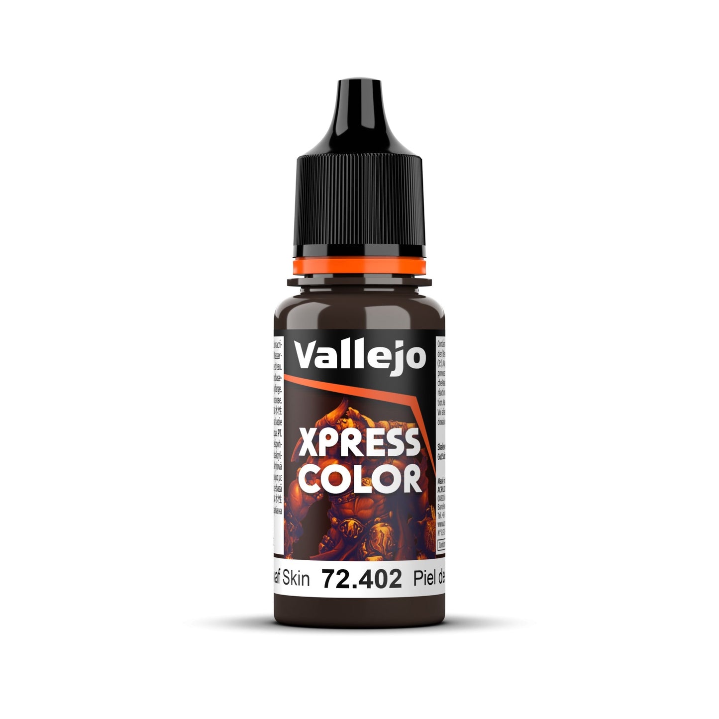 An 18ml bottle of Vallejo Xpress Color acrylic paint in the colour Dwarf Skin (72.402).
