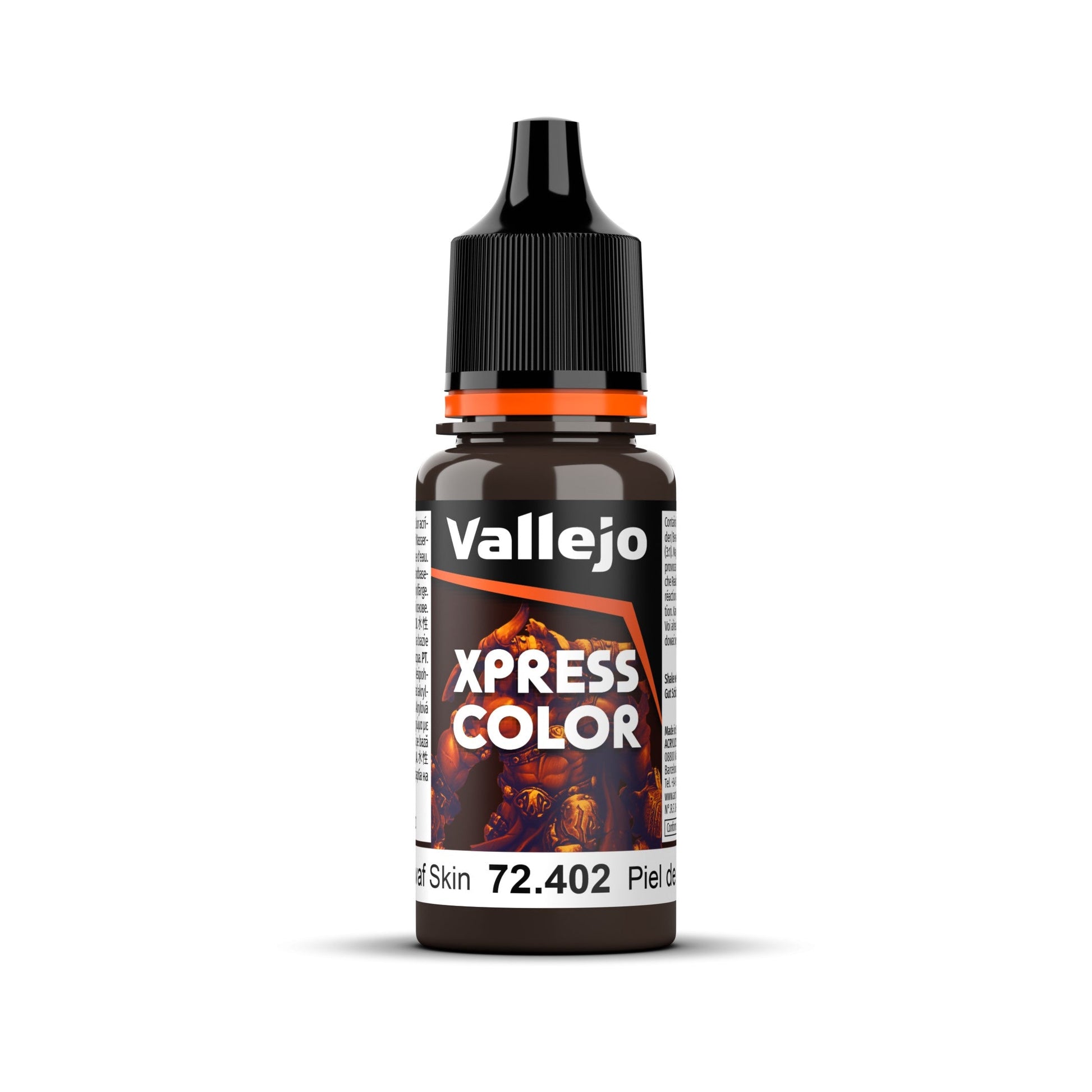An 18ml bottle of Vallejo Xpress Color acrylic paint in the colour Dwarf Skin (72.402).