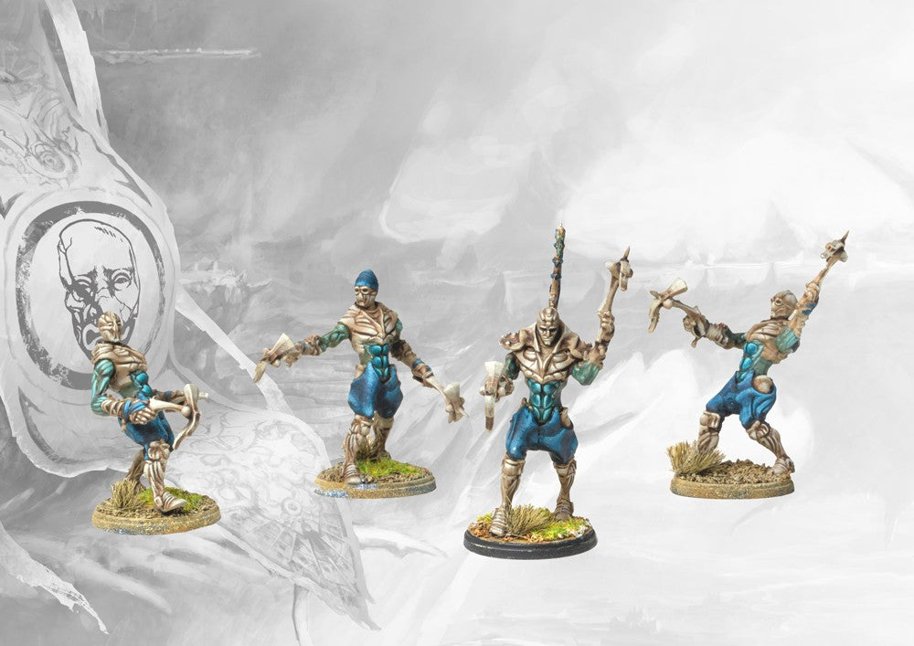 Four individual, painted Vanguard Clone Infiltrators miniatures in dynamic poses, representing the specialized skirmishers of the Spires faction.