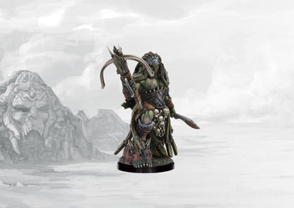 Fully painted Predator character miniature for Conquest: The W'adrhŭn, the highly proficient hunter and light infantry leader armed with a hunting crossbow and combat blade.