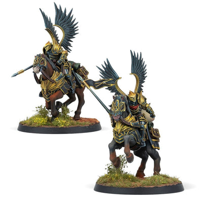 Fully painted Hegemony Black Angels shock trooper miniatures displayed on scenic bases.