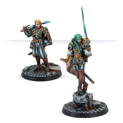 Fully painted Hegemony Black Legion Officers miniatures displayed on tactical scenic bases.