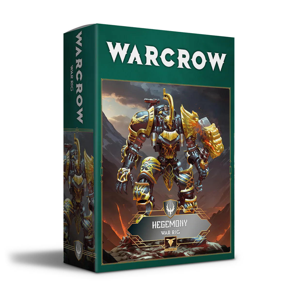 The box for the Warcrow Hegemony of Embersig War Rig miniature.