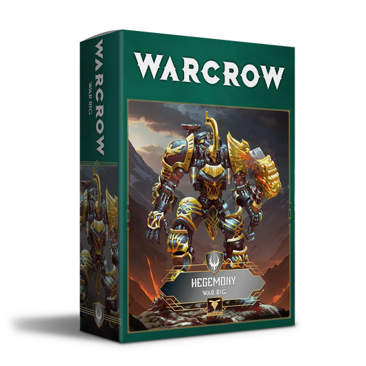 The box for the Warcrow Hegemony of Embersig War Rig miniature.