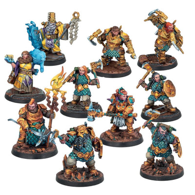 Fully painted Mounthaven Action Pack miniatures displayed on tactical scenic bases.