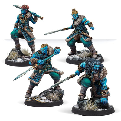 Fully painted Northern Tribes Tundra Marauders miniatures displayed on tactical scenic bases.