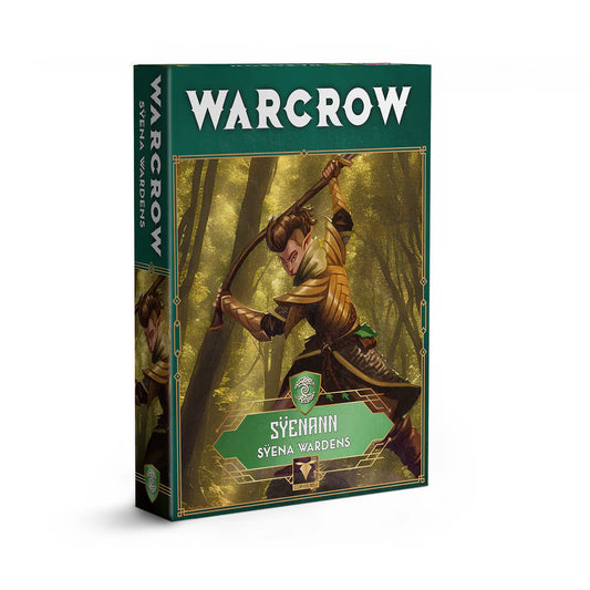 The box for the Warcrow Syenann Syena Wardens, featuring artwork of an elven warrior in a sunlit forest.