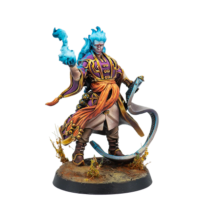 A painted Warcrow miniature of the exclusive Ismail, a tournament prize for WTS Season 1.