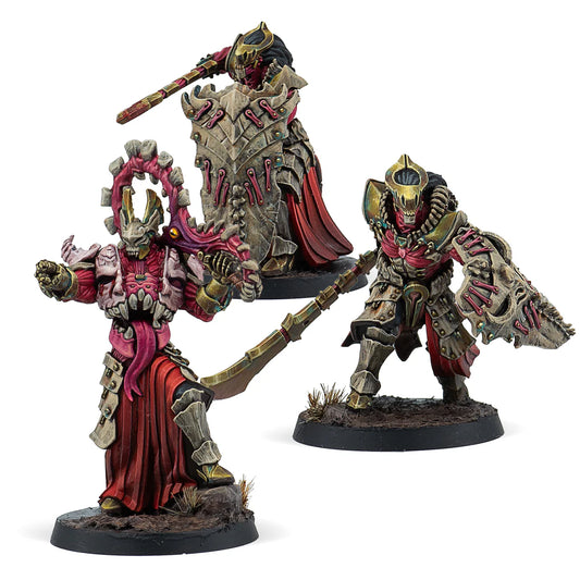 A group shot of the three painted Scions of Yaldabaoth miniatures from the Beyond The Song of the Dormant expansion.