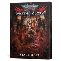 Warhammer 40k Wrath and Glory RPG Starter Set core box cover art featuring a Sister of Battle and Tech-Priest. Christchurch, NZ.