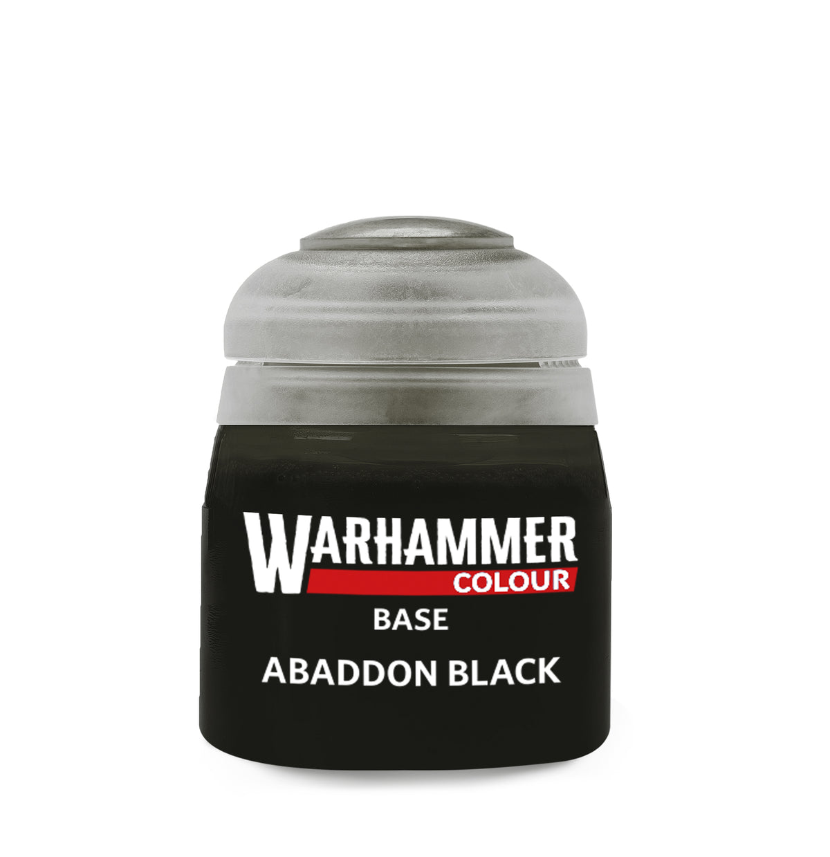 The official retail product paint pot for Warhammer Colour: Abaddon Black.