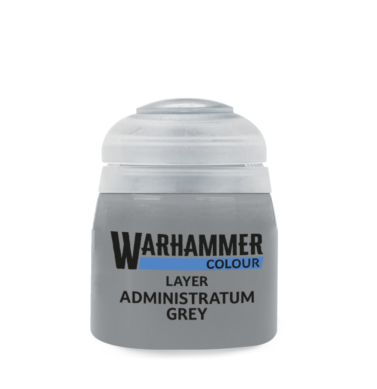 The official retail product paint pot for Warhammer Colour: Administratum Grey.