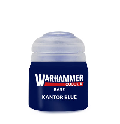 The official retail product paint pot for Warhammer Colour Base: Kantor Blue.