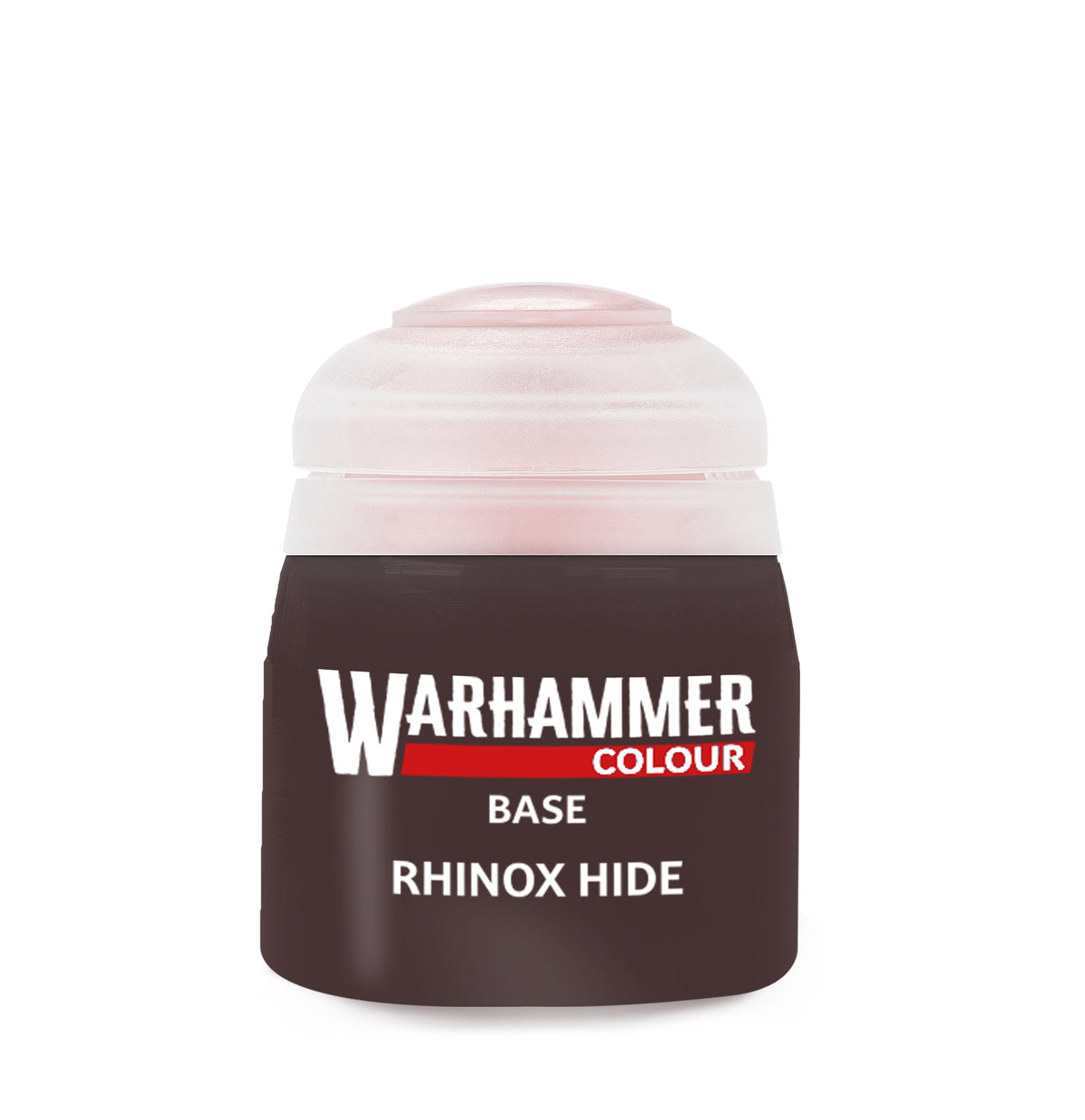 The official retail product paint pot for Warhammer Colour Base: Rhinox Hide.