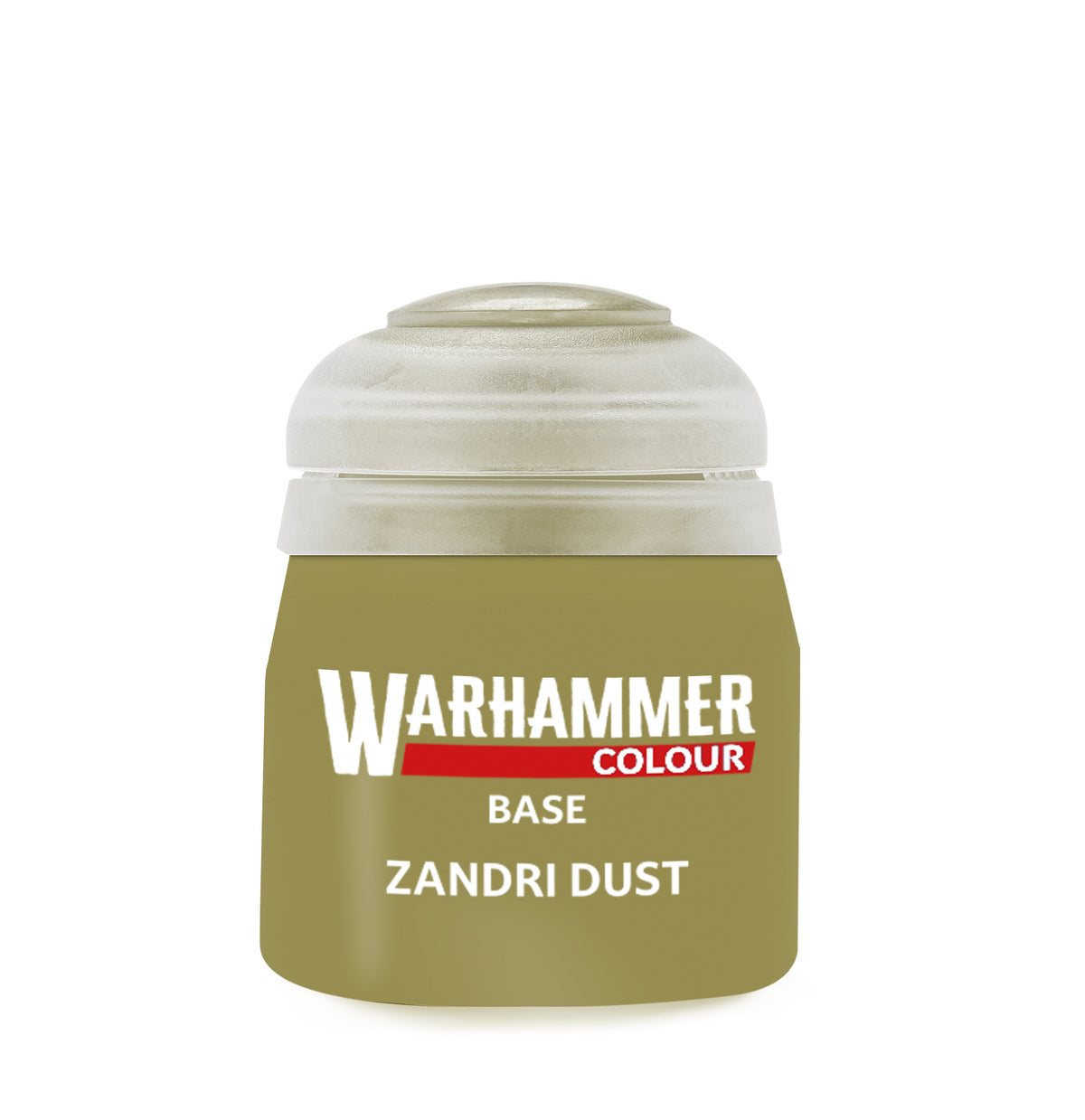 The official retail product paint pot for Warhammer Colour Base: Zandri Dust.
