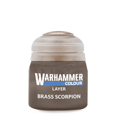 The official retail product paint pot for Warhammer Colour: Brass Scorpion.