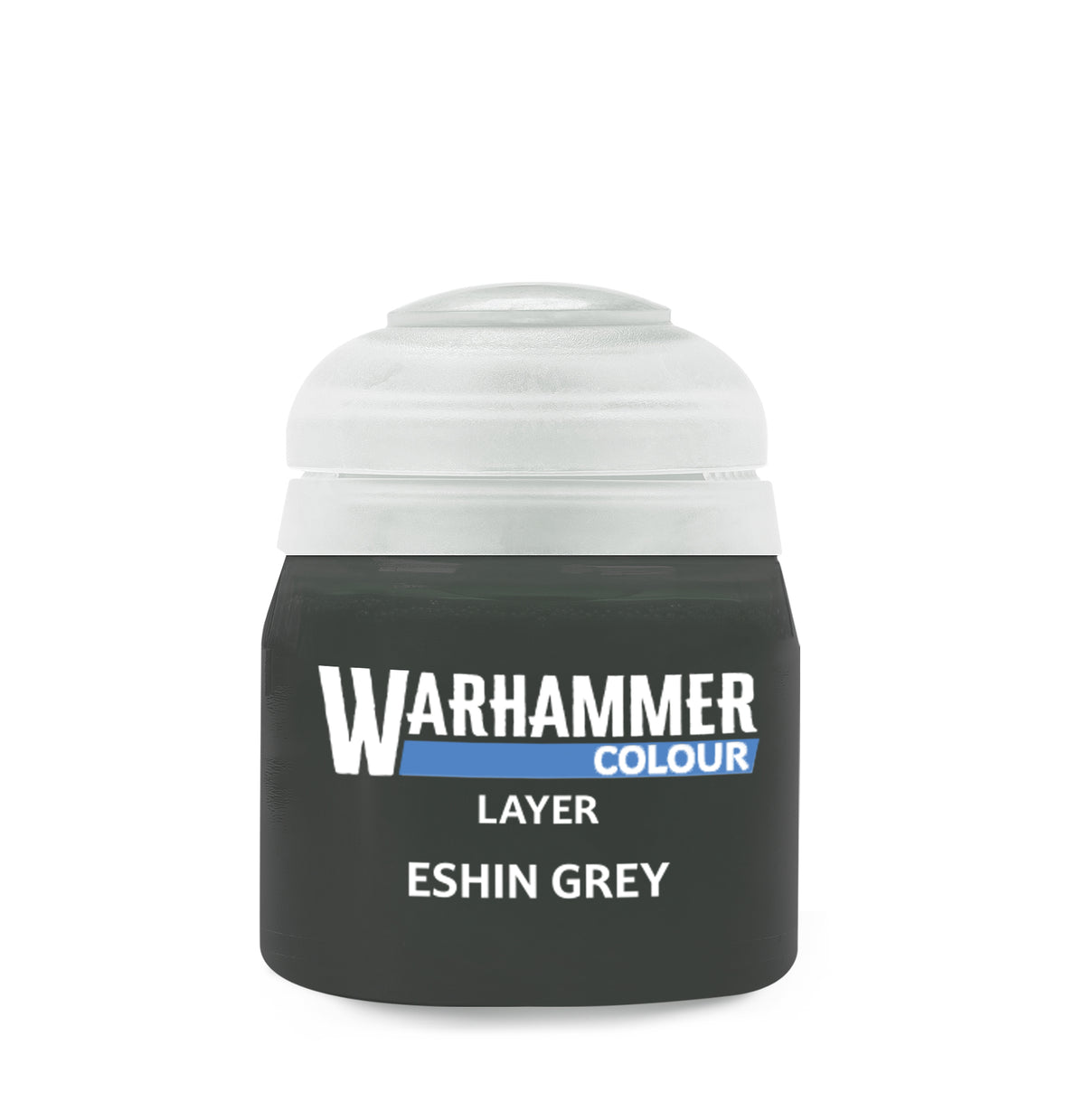 The official retail product paint pot for Warhammer Colour: Eshin Grey.