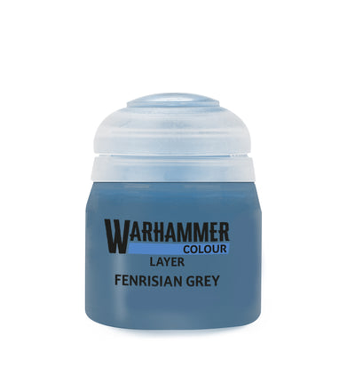 The official retail product paint pot for Warhammer Colour: Fenrisian Grey.