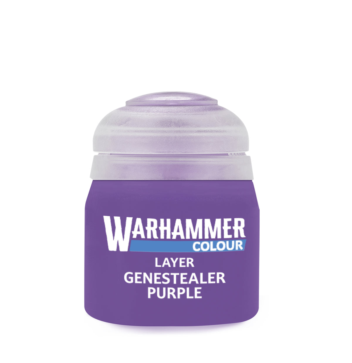 The official retail product paint pot for Warhammer Colour: Genestealer Purple.