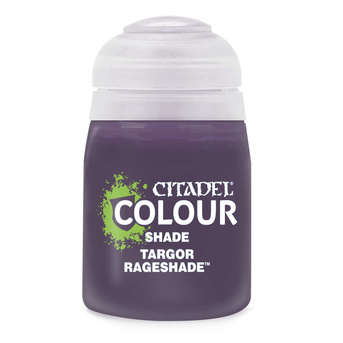The official retail product paint pot for Warhammer Colour Shade: Targor Rageshade.
