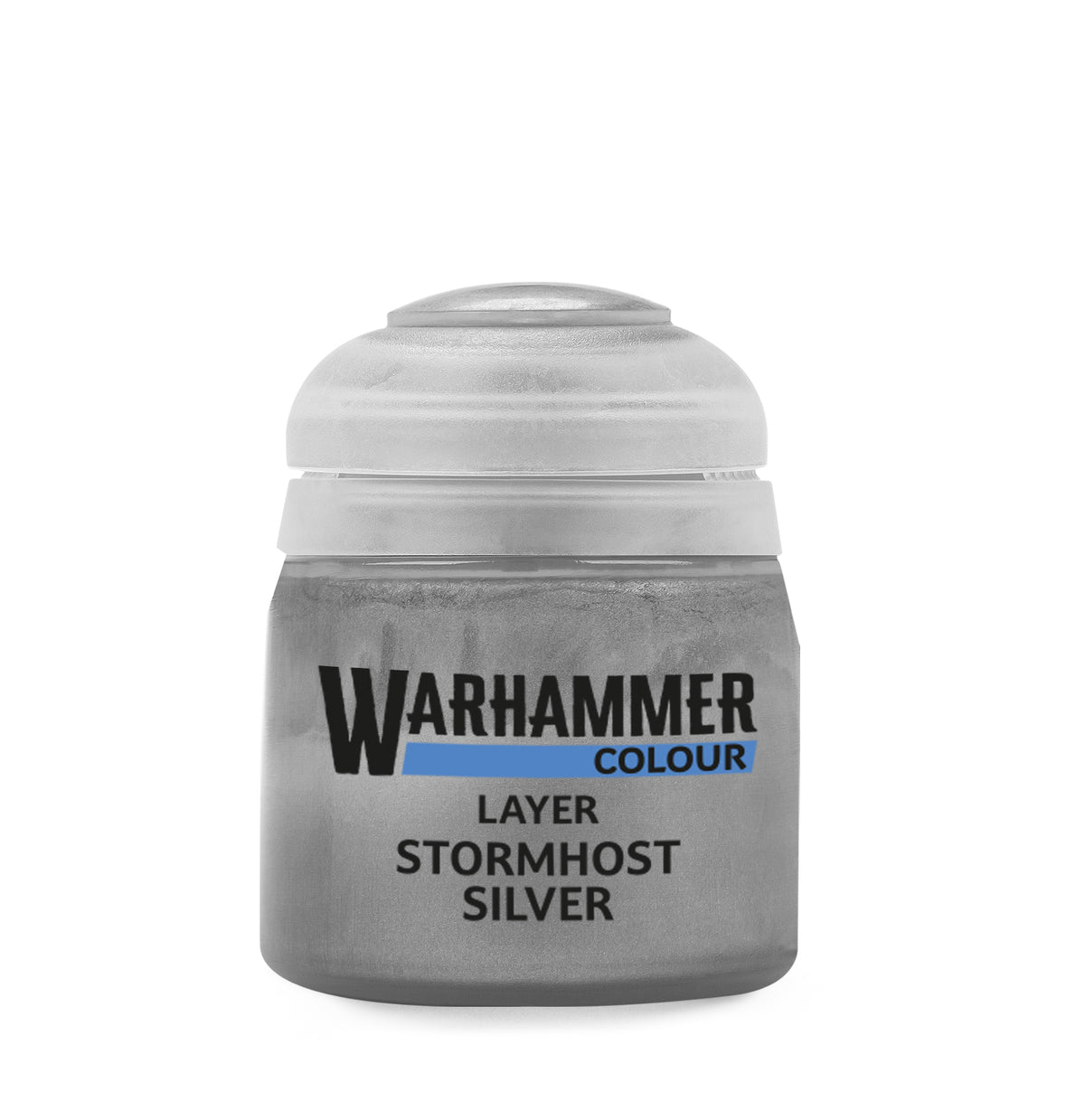 The official retail product paint pot for Warhammer Colour: Stormhost Silver.