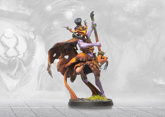 Close-up of a painted Weaver Courts Mhor Sidhe character miniature for Para Bellum Conquest, showing intricate detail, from Charon Games NZ.