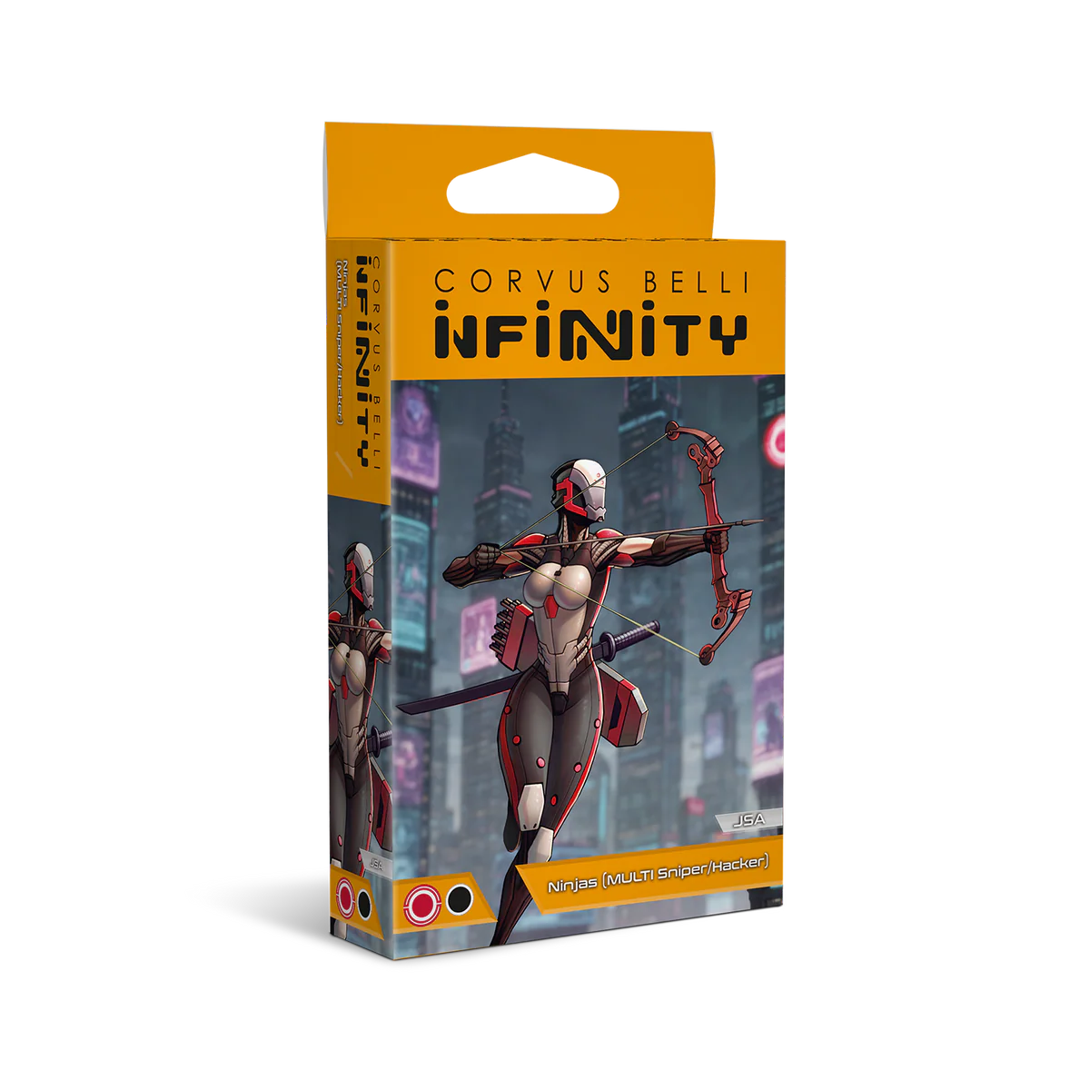 Front box art packaging for the Infinity Yu Jing Ninjas (MULTI Sniper/Hacker) set.
